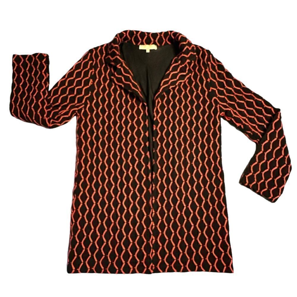 Knitss black and orange Morgan Virgin Wool Jersey knit jacket size Small